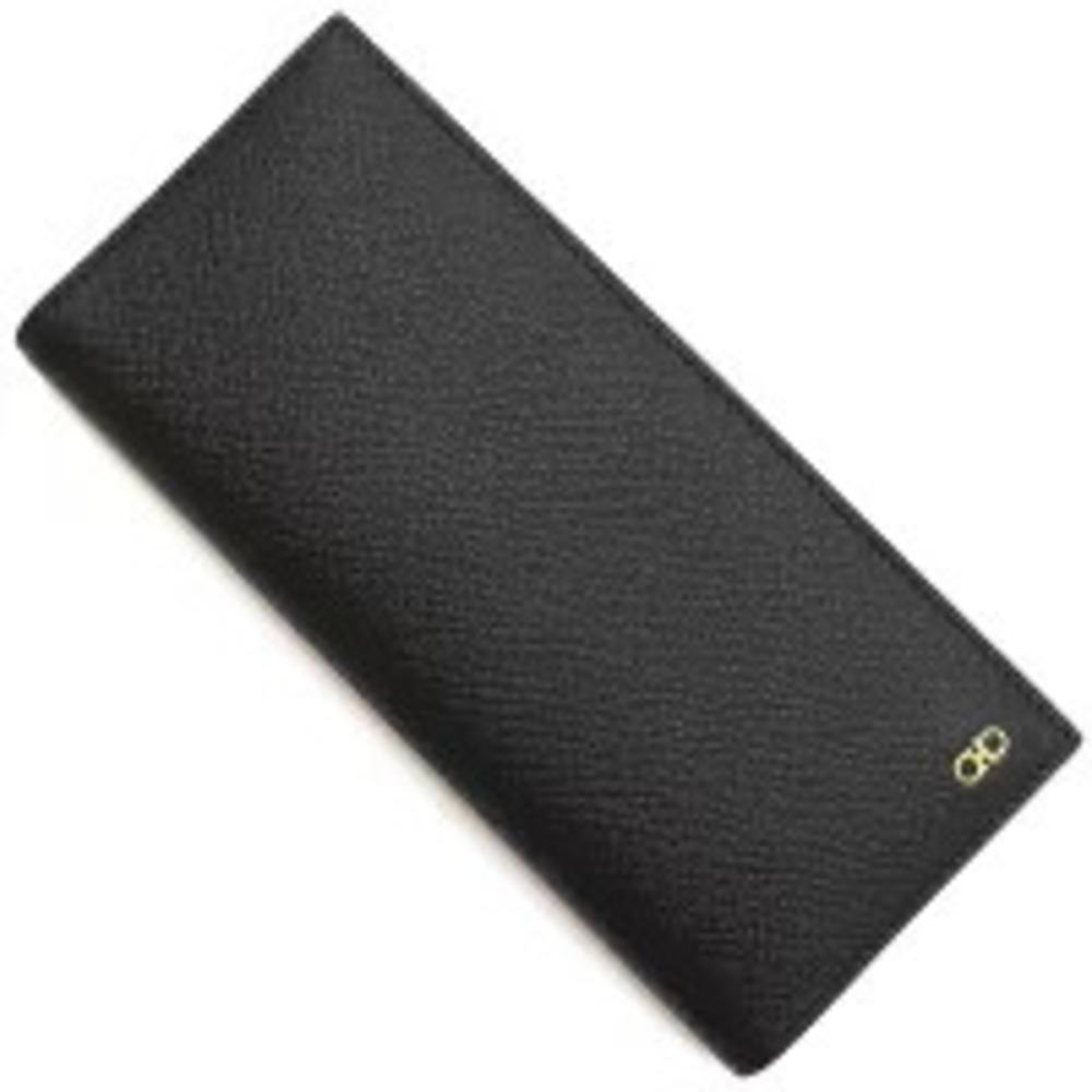 Salvatore Ferragamo Long Wallet Gancini Bi fold Black Nero Black SALVATORE